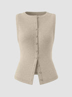 Elara Button Tank detail view styled for Avrienne