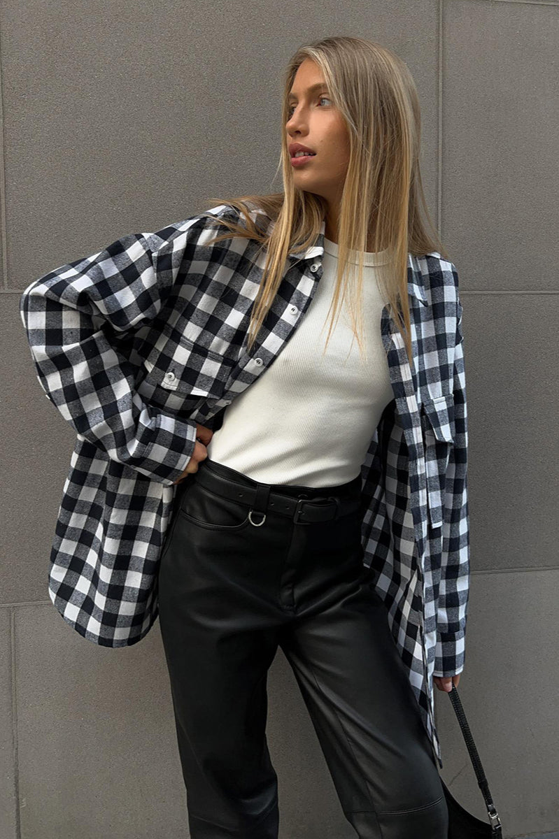 Plaid Striped Mid-Length Blouse image 16