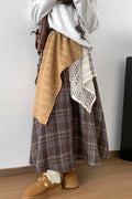 Asymmetric Lace Panel Plaid Skirt image 1