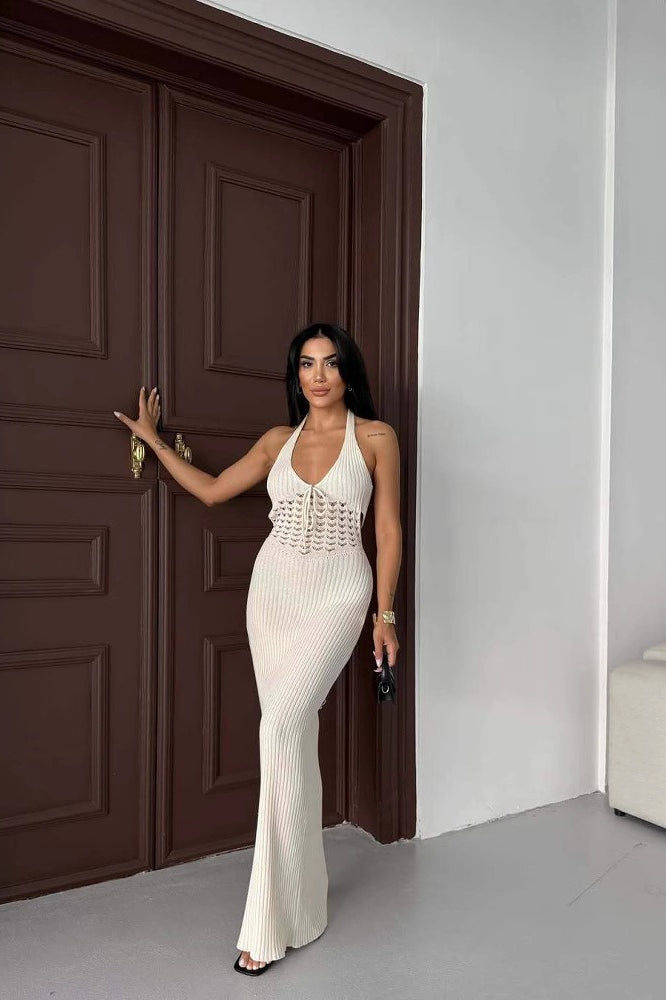 Sheer Halter Backless Maxi Dress image 2