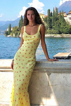 Floral Print Suspender Dress Long Fishtail Maxi Dress image 1