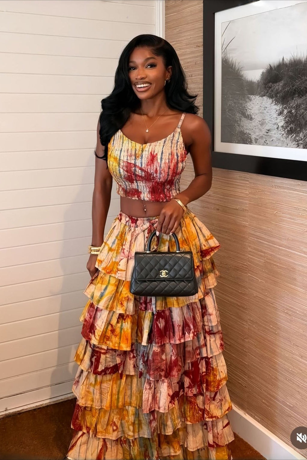 Sexy Cami Tiered Ruffle Two Piece Skirt Sets image 3