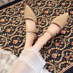 Amelie Flat Sandals detail view styled for Avrienne