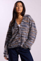 New Retro Fashion Deep V-Neck Maillard Plush Long-Sleeve Knit Cardigan image 13