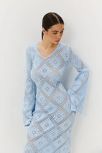 Knit Argyle Jacquard Long Sleeve Maxi Dress image 9