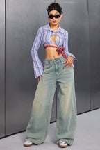 Button Front Vintage Loose Straight Jean image 2
