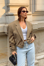 Retro Plaid Loose Short Slim Blazer Coat image 1