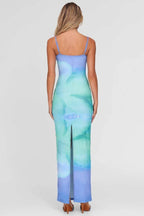 Gradient Floral Spaghetti Strap Fitted Bodycon Maxi Dress image 5