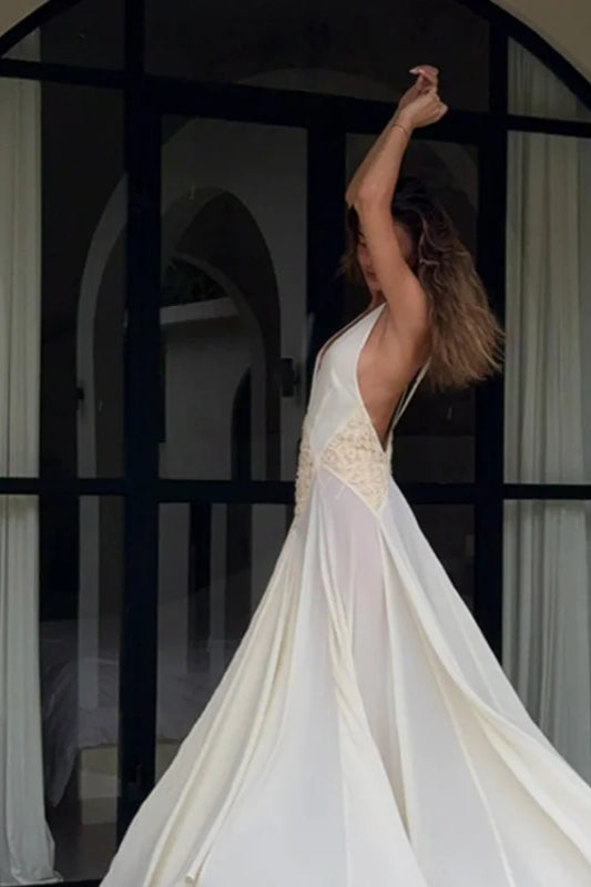 Backless V-Neck Boho Dress image 2