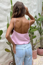 Solid Casual Cropped Triangle Cutout Trendy Cami Top image 5