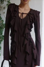 Layered Ruffled V-neck Maxi Boho Dress image 5