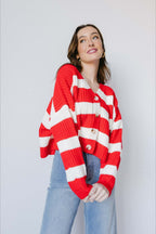 Loose Stripe V Neck Long Sleeve Knit Cardigan image 5