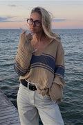 Striped Color Block Long Sleeve Knit Sweater image 1