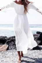 Flare Sleeve Off Shoulder Boho Dress image 9