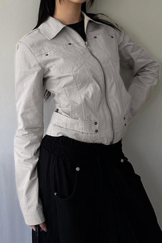 Zip Up Solid Color Utility Jacket image 2