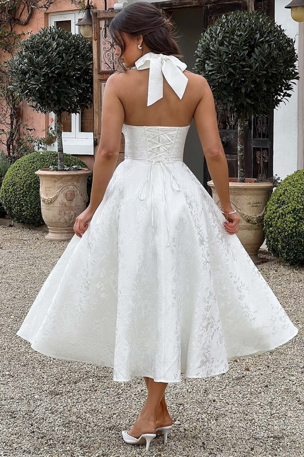 Jacquard Halter V-Neck Party Dress image 5
