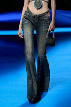 Rivet Stitch Low Rise Flared Jeans image 14
