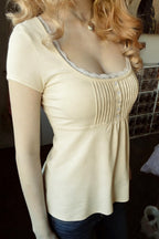 Lace Ruffle Pleated Button Blouse image 4
