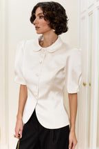 Chic Tie Waist Puff Sleeve Slim Blouse image 7
