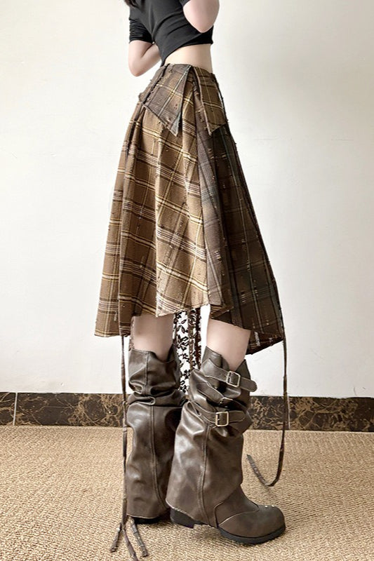 Wasteland Plaid Asymmetrical Lace Skirt image 4