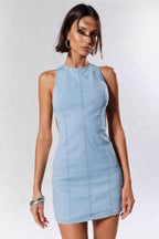 Denim Slim Sleeveless Mini Dress image 1
