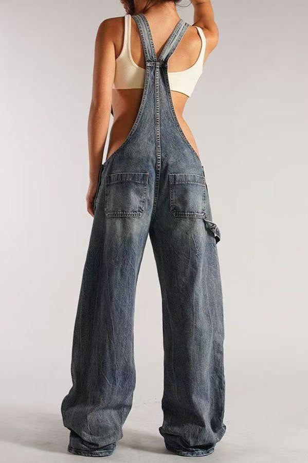 Low Rise Wide Leg Overall Jeans image 7