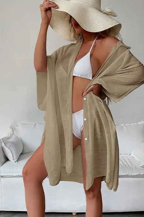 Casual Batwing Sleeve Beach Cardigan image 2