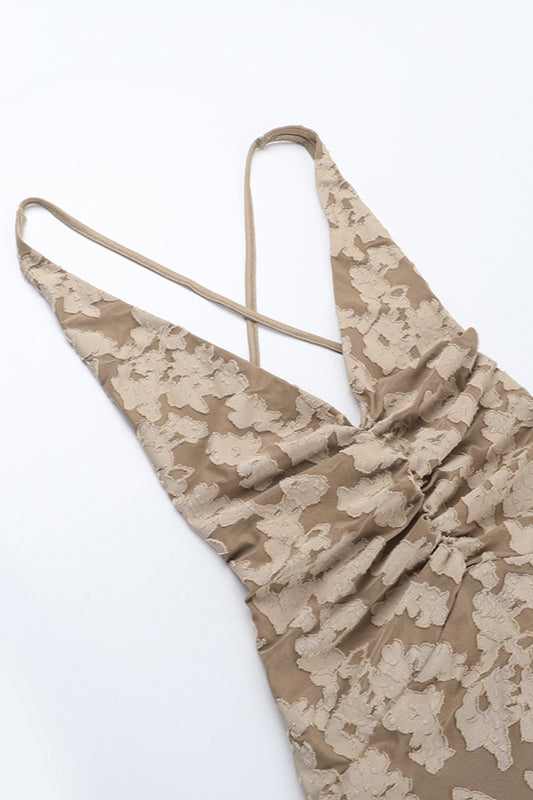 Jacquard V-Neck Backless Cami Maxi Dress image 5