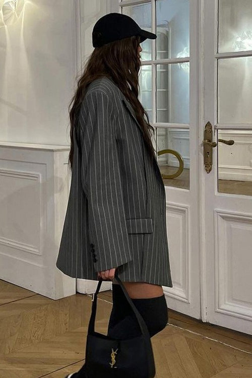 Fashion Striped Suit Blazer Two Piece Set image 2