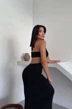 Sheer Halter Backless Maxi Dress image 5
