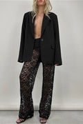 Lace Cutout Paneled High-Rise Straight Pants image 2