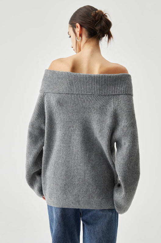 Off Shoulder Knit Pullover Sweater image 6