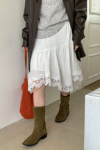 Fashionable Elegant Asymmetrical Lace Panel Midi Skirt image 2