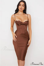 Absolute Elegance Satin Charming Corset Midi Dress image 23
