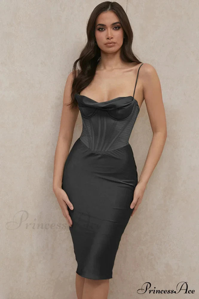 Absolute Elegance Satin Charming Corset Midi Dress image 35