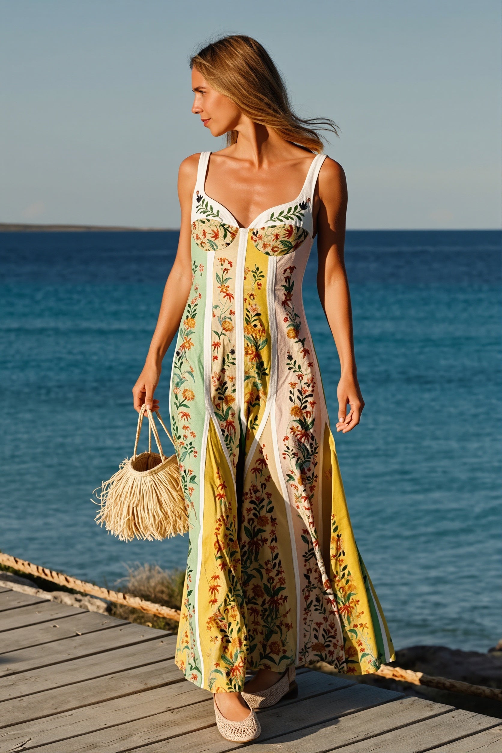 Floral Splice Loose Swing Maxi Dress image 1