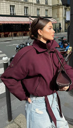 Plain Loose Short Stand Collar Jacket image 1