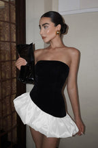 Fall Chic Elegant Strapless Peplum Mini Party Dress image 4