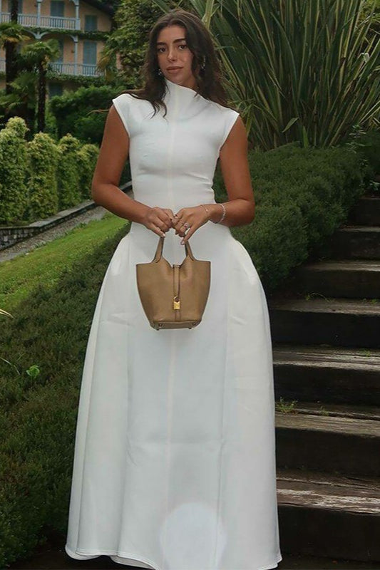 Solid Sleeveless Ruched Waist Elegant Dress image 3