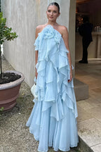 Chic Halter Neck Floral Applique Maxi Dress image 2