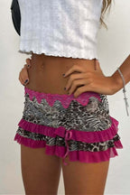Ruched Lace Color Block Leopard Skirt image 9