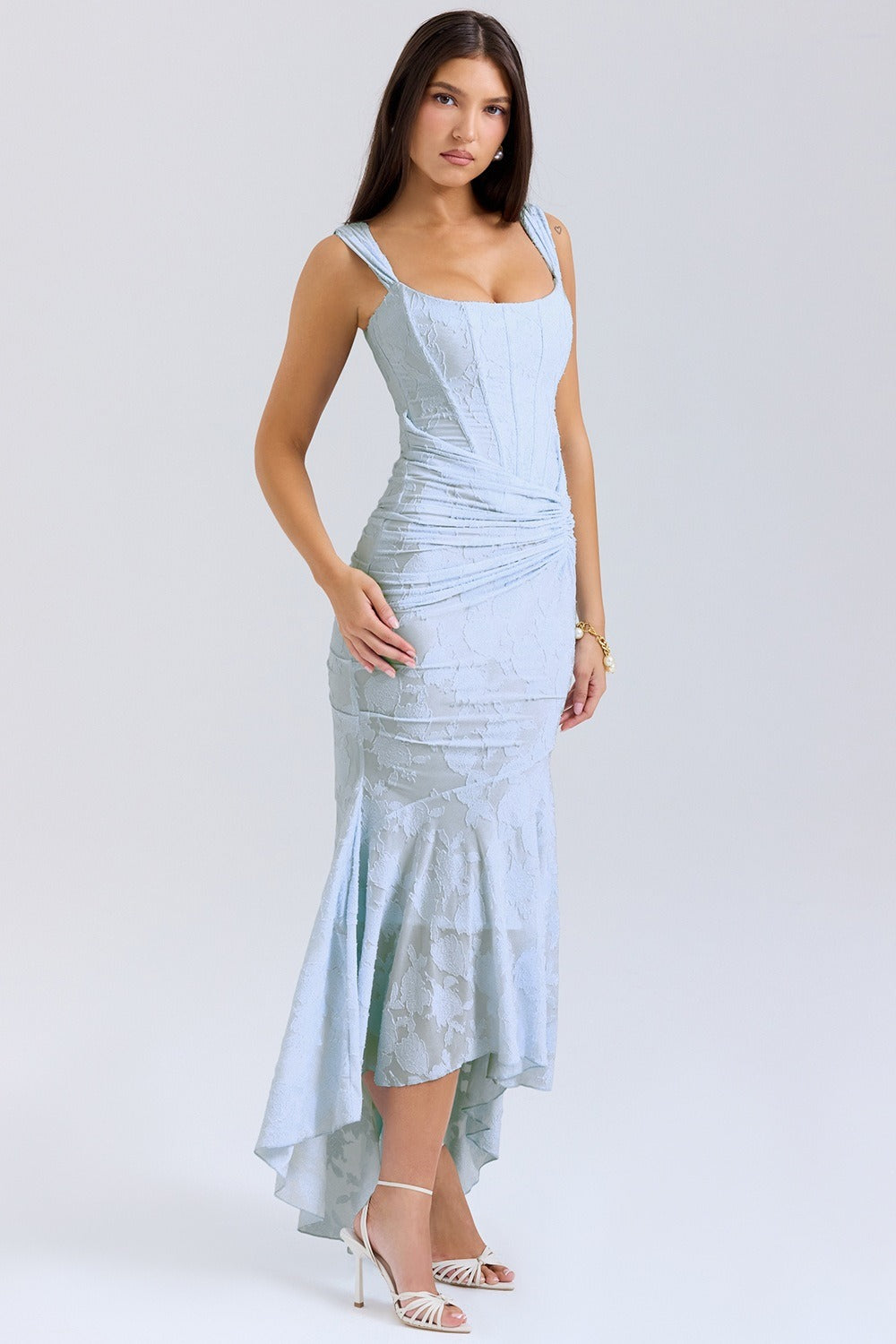 Stretch Mesh Jacquard Mermaid Formal Dress image 3
