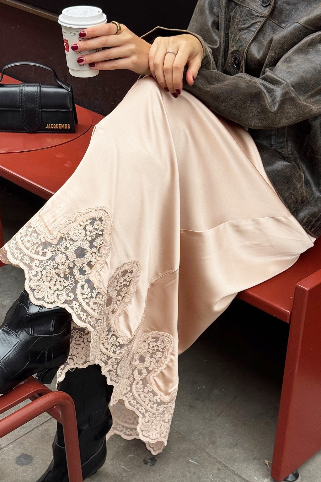 Elegant Lace Trim A Line Skirt image 5