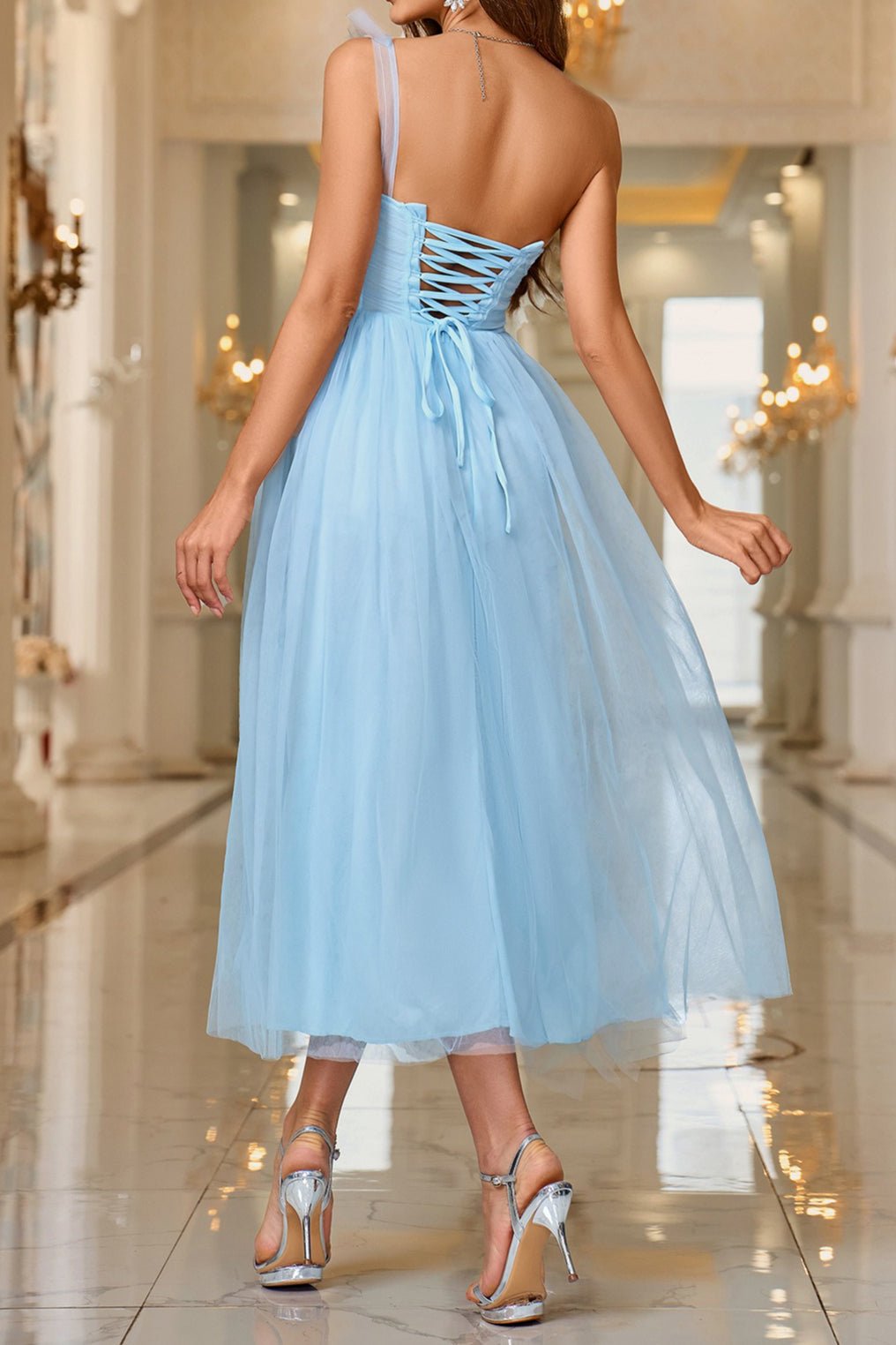 Layered Sheer Panel Sleeveless Cocktail Dress image 2