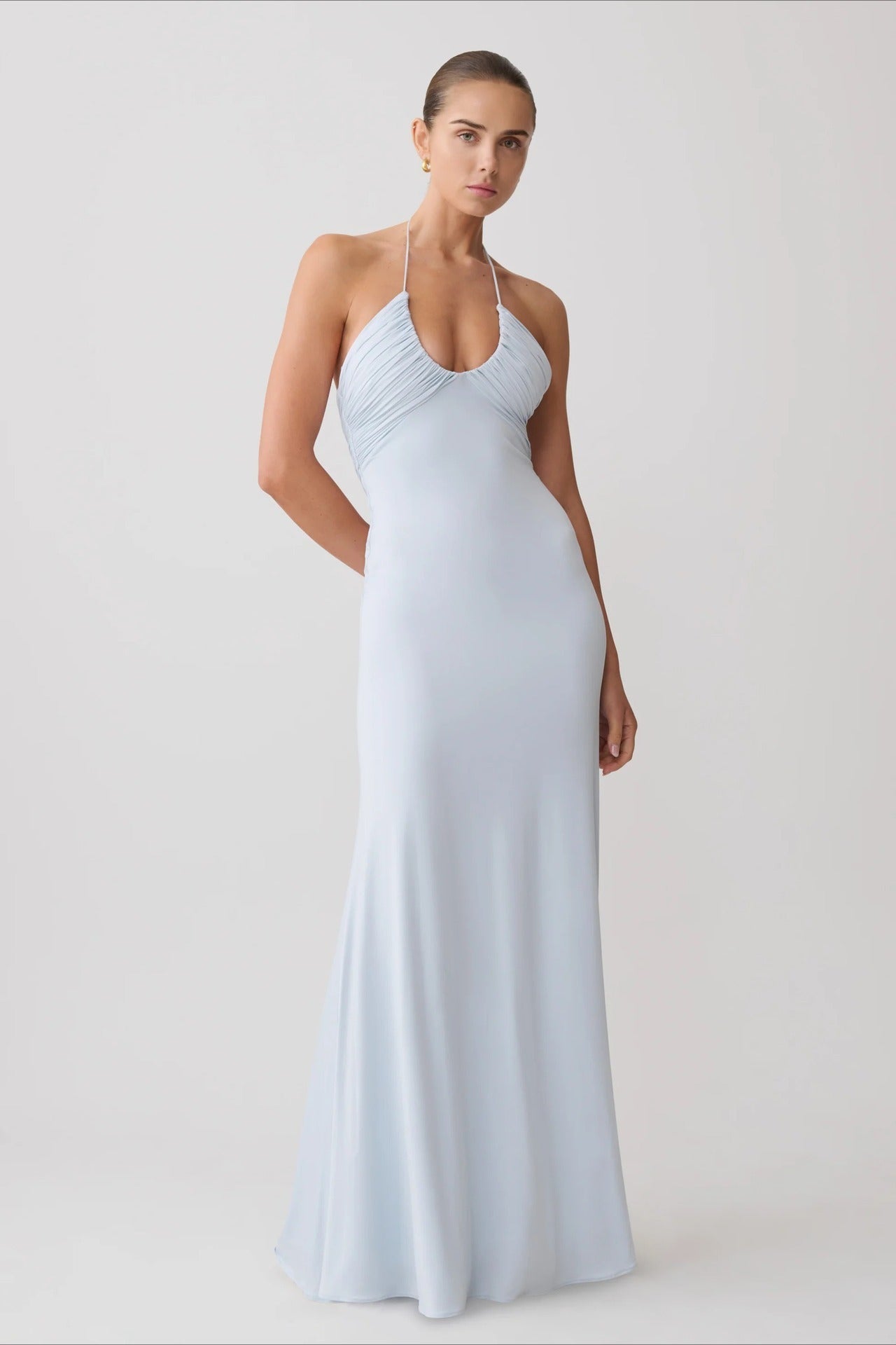 Halter Open Back Ruched Bodycon Mermaid Mini Dress image 4