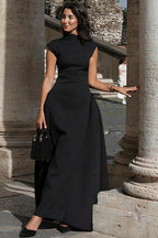 Solid Sleeveless Ruched Waist Elegant Dress image 4