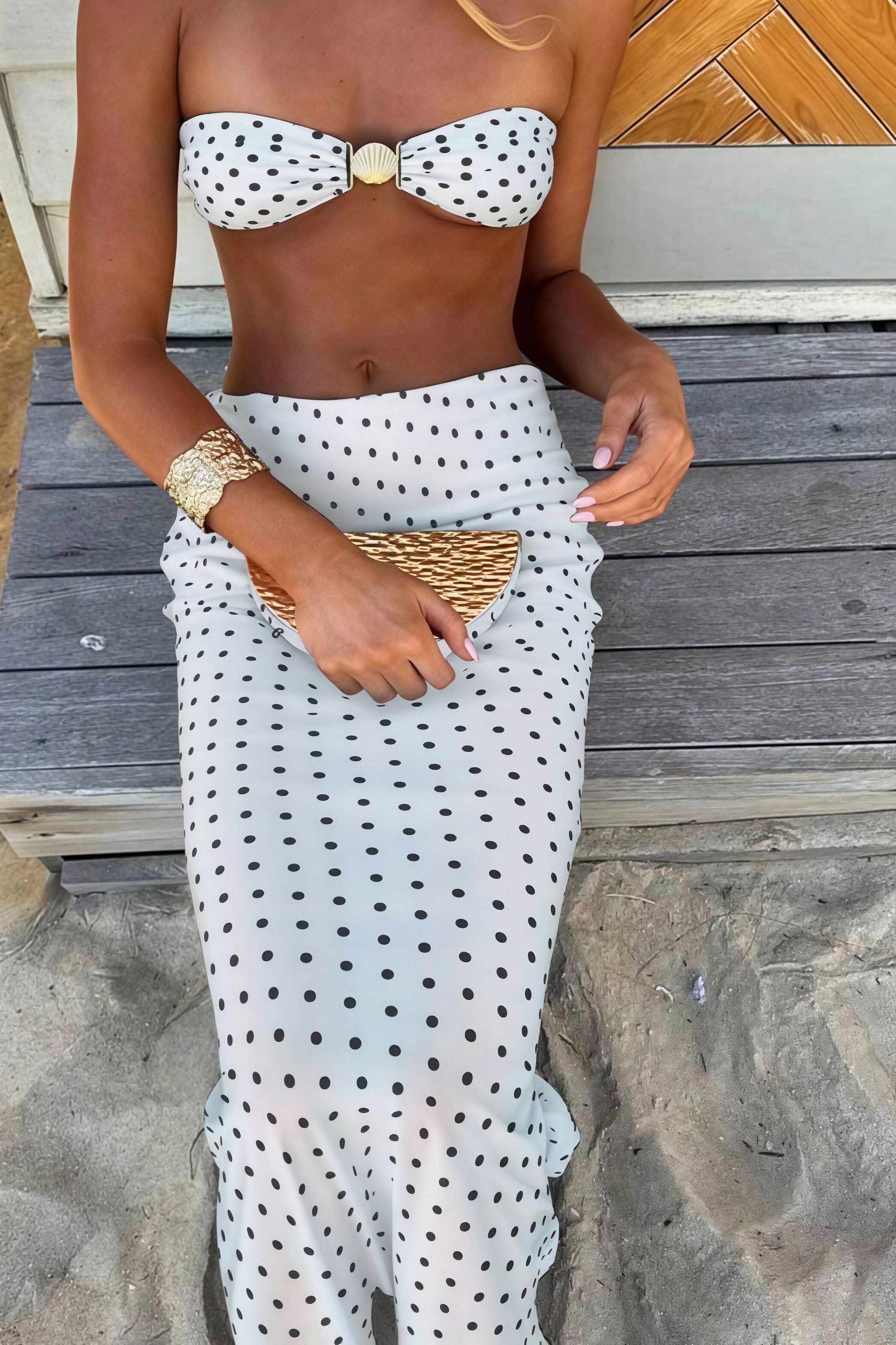 Sexy Polka Dot Mesh Skirt Three Piece Swim Set image 6
