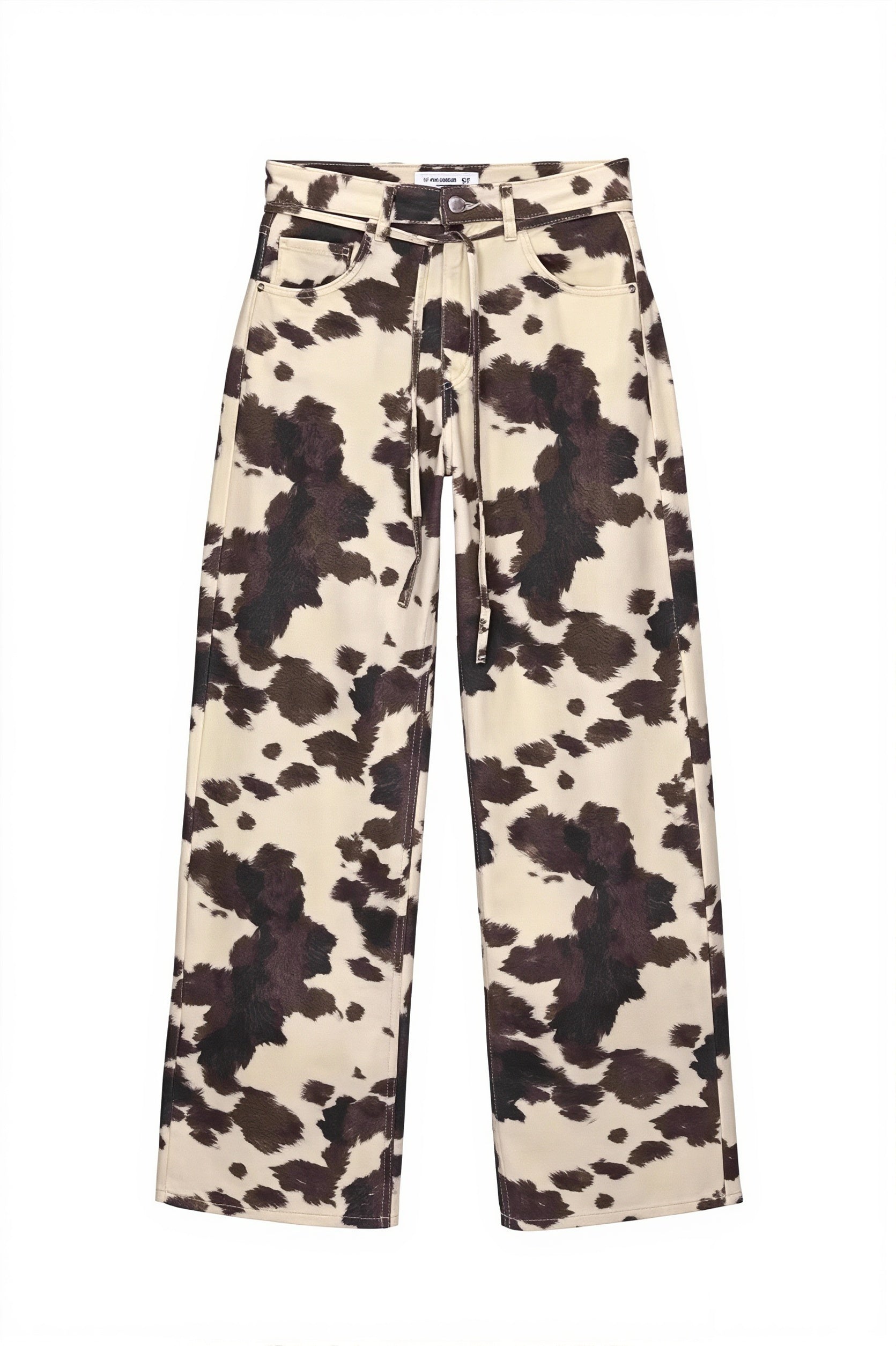 Chic Retro Cow Print Washed Straight Jeans image 5