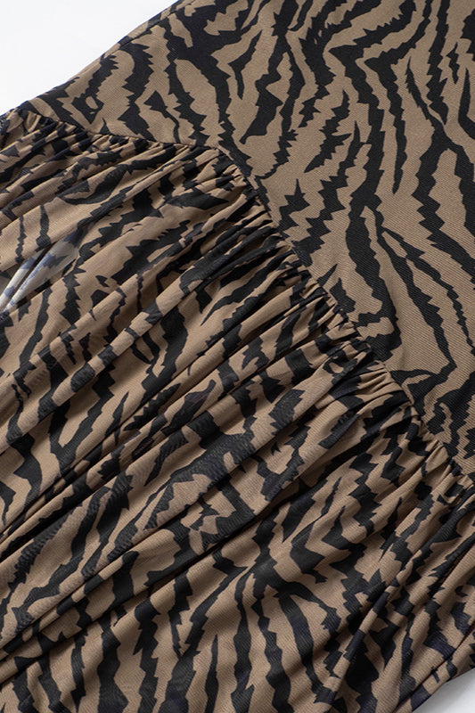 Sexy Leopard Mesh Cutout Strapless Maxi Dress image 4