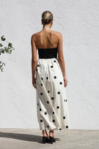 Polka Dot Print Strapless A-Line Maxi Dress image 4